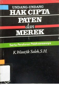 Image of Undang-undang hak cipta paten dan merek : serta peraturan pelaksanaannya