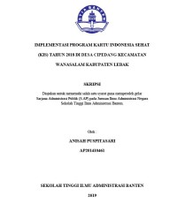 Image of IMPLEMENTASI PROGRAM KARTU INDONESIA SEHAT (KIS) TAHUN 2018 DI DESA CIPEDANG KECAMATAN WANASALAM KABUPATEN LEBAK