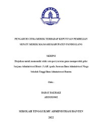 Image of PENGARUH CITRA MEREK TERHADAP KEPUTUSAN PEMBELIAN SEPATU MEREK VANS DI TOKO SEPATU SAMMPING SOBEK DI KECAMATAN MAJASARI KABUPATEN PANDEGLANG