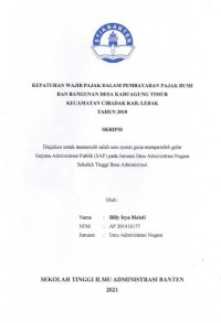 Image of KEPATUHAN WAJIB PAJAK DALAM PEMBAYARAN PAJAK BUMI DAN BANGUNAN DESA KADUAGUNG TIMUR KECAMATAN CIBADAK KAB.LEBAK TAHUN 2018