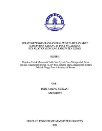 Image of STRATEGI PENGEMBANGAN DESA WISATA HUTAN ADAT KASEPUHAN KARANG DI DESA JAGARAKSA KECAMATAN MUNCANG KABUPATEN LEBAK