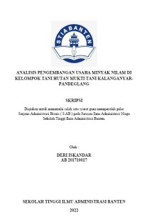 Image of ANALISIS PENGEMBANGAN USAHA MINYAK NILAM DI KRLOMPOK TANI HUTAN MUKTI TANI KALENGANYAR - PANDEGLANG