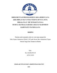 Image of Implementasi Pengguna Program Kb Implan dan Intrauterine Device (Iud) dikalangan Ibu Rumah Tangga di Desa Mandalasari Kecamatan Kaduhejo Kabupaten Pandeglang