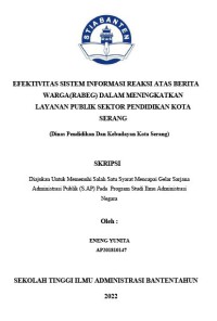 Image of EFEKTIVITAS SISTEM INFORMASI REAKSI ATAS BERITA WARGA (RABEG) DALAM MENINGKATKAN LAYANAN PUBLIK SEKTOR PENDIDIKAN KOTA SERANG