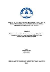 Image of PENGELOLAAN BARANG MILIK DAERAH TAHUN 2019 DI BADAN PENGEMBANGAN SUMBER DAYA MANUSIA DAERAH (BPSDMD) PROVINSI BANTEN