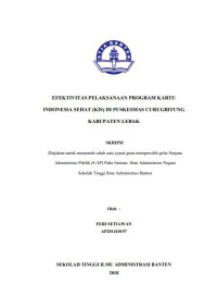 Image of Efektivitas Pelaksanaan Program Kartu Indonesia Sehat (KIS) di Puskesmas Curugbitung Kabupaten Lebak