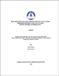 Image of PENGARUH PENGAWASAN KEPALA URUSAN TATA USAHA TERHADAP KINERJA STAF TATA USAHA DI SMA NEGERI 2 PANDEGLANG