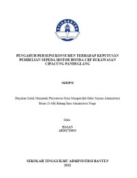 Image of Pengaruh persepsi konsumen terhadap keputusan pembelian sepedah motor Honda CRF di kawasan cipacung Pandeglang