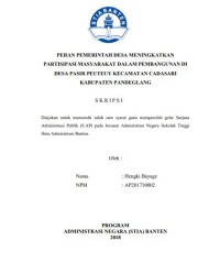 Image of Peran Pemerintah Desa Meningkatkan Partisipasi Masyarakat Dalam Pembangunan Desa Di Desa Pasir Peuteuy Kecamatan Cadasari Kabupaten Pandeglang