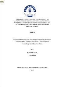 Image of EFEKTIVITAS KINERJA PANITIA KHUSUS VIII DALAM PEMBAHASAN PERATURAN DAERAH NOMOR 2 TAHUN 2022 (STUDI PADA DEWAN PERWAKILAN RAKYAT DAERAH PROVINSI BANTEN)