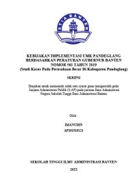Image of KEBIJAKAN IMPLEMENTASI UMK PANDEGLANG BERDASARKAN PERATURAN GUBERNUR BANTEN NOMOR 561 TAHUN 2019