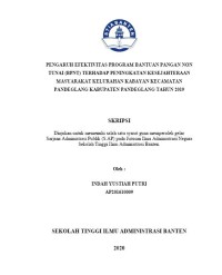 Image of PENGARUH EFEKTIVITAS PROGRAM BANTUAN PANGAN NON TUNAI (BPNT) TERHADAP PENINGKATAN KESEJAHTERAAN MASYARAKAT KELURAHAN KABAYAN KECAMATAN PANDEGLANG KABUPATEN PANDEGLANG TAHUN 2019