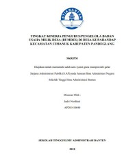 Image of TINGKAT KINERJA PENGURUS/PENGELOLA BADAN USAHA MILIK DESA (BUMDES) DI DESA KUPAHANDAP KECAMATAN CIMANUK KABUPATEN PANDEGLANG