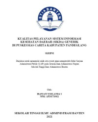 Image of KUALITAS PELAYANAN SISTEM INFORMASI KESEHATAN DAERAH (SIKDA) GENERIK DI PUSKESMAS CARITA KABUPATEN PANDEGLANG
