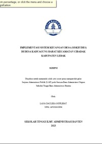 Image of OPTIMALISASI PERAN DALAM MENINGKATKAN KINERJA PERANGKAT DESA DI DESA SIDANGSARI KECAMATAN WARUNGGUNUNG KABUPATEN LEBAK