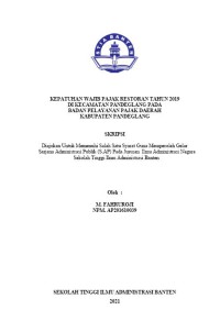 Image of KEPATUHAN WAJIB PAJAK RESTORAN TAHUN 2019 DI KECAMATAN PANDEGLANG PADA BADAN PELAYANAN PAJAK DAERAH KABUPATEN PANDEGLANG