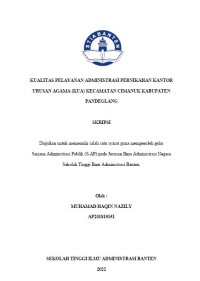 Image of KUALITAS PELAYANAN ADMINISTRASI PERNIKAHAN KANTOR URUSAN AGAMA KECAMATAN CIMANUK KABUPATEN PANDEGLANG