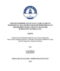 Image of STRATEGI KEBERLANGSUNGAN USAHA WARUNG TRADISIONAL DALAM MENGHADAPI PERKEMBANGAN MINIMARKET DI KECAMATAN MAJASARI KABUPATEN PANDEGLANG