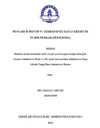Image of PENGARUH PRINSIP 5C TERHADAP KUALITAS KREDIT DI PT. BPR BERKAH (PERSERODA)