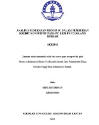 Image of ANALISIS PENERAPAN PRINSIP 5C DALAM PEMBERIAN KREDIT KONSUMTIF PADA PT. LKM PANDEGLANG BERKAH