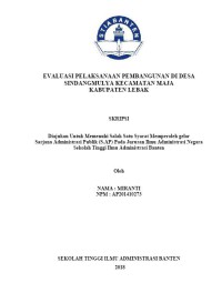 Image of EVALUASI PELAKSANAAN PEMBANGUNAN DI DESA SINDANGMULYA KECAMATAN MAJA KABUPATEN LEBAK