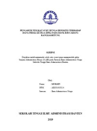 Image of PENGARUH TINGKAT SUKU BUNGA DEPOSITO TERHADAP DANA PIHAK KETIGA (DPK) PADA BANK BJB CABANG RANGKASBITUNG
