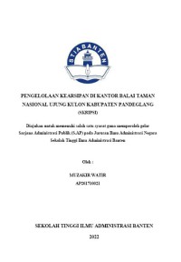 Image of PENGELOLAAN KEARSIPAN DI KANTR BALAI TAMAN NASIONAL UJUNG KULON KABUPATEN PANDEGLANG