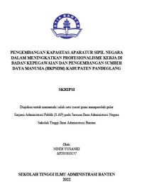 Image of PENGEMBANGAN KAPASITAS APARAKTUR SIPIL NEGARA DALAM MENINGKATKAN PROFESIONALISME KERJA DI BADAN KEPEGAWAIAN DAN PENGEMBANGAN SUMBER DAYA MANUSIA (BKPSDM) KABUPATEN PANDEGLANG