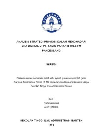Image of ANALISIS STRATEGI PROMOSI DALAM MENGHADAPI ERA DIGITAL DI PT. RADIO PARANTI 105.6 FM PANDEGLANG