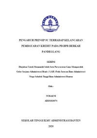 Image of Pengaruh prinsip 5C terhadap kelacaran pembayaran kredit di PD.BPR Berkah Pandeglang