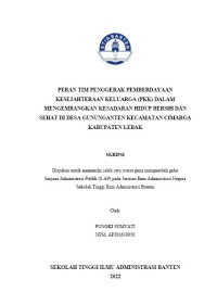 Image of PERAN TIM PENGGGERAK PEMBERDAYAAN KESEJAHTERAAN KELUARGA (PKK) DALAM MENGEMBANGKAN KESADARAN HIDUP BERSIH DAN SEHAT DI DESA GUNUNGANTEN KECAMATAN CIMARGA KABUPATEN LEBAK