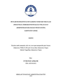 Image of PENGARUH EFEKTIVITAS PENGARSIPAN DOKUMEN REGULASI (PERATURAN) TERHADAP PENINGKATAN PELAYANAN ADMINISTRASI PADA BAGIAN HUKUM SETDA KABUPATEN LEBAK
