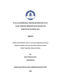 Image of EVALUASI KEBIJAKAN PERLINDUNGAN ANAK TERPADU BERBASIS MASYARAKAT DIKABUPATEN PANDEGLANG