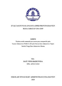 Image of EVALUASI FUNGSI ANGGOTA DPRD PROVINSI BANTEN MASA JABATAN 2014-2019