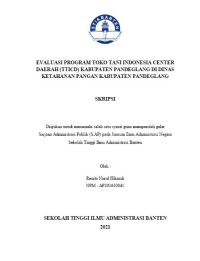 Image of EVALUASI PROGRAM TOKO TANI INDONESIA CENTER DAERAH (TTICD) KABUPATEN PANDEGLANG DI DINAS KETAHANAN PANGAN KABUPATEN PANDEGLANG