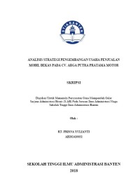 Image of ANALISIS STRATEGI PENGEMBANGAN USAHA PENJUALAN MOBIL BEKAS PADA CV. ARGA PUTRA PRATAMA MOTOR
