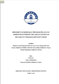 Image of IMPLEMENTASI KEBIJAKAN PROGRAM PELAYANAN ASDMINISTRASI TERPADU KECAMATAN (PATEN) DI KECAMATAN CIBADAK KABUPATEN LEBAK