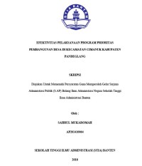 Image of Efektifitas Pelaksanaan Program Prioritas Pembangunan Desa di Kecamatan Cimanuk, Kabupaten Pandeglang