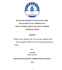 Image of Fungsi Badan Permusyawaratan Desa (BPD)Dalam Perecanaan Pembangunan Desa Di Desa Citorek Sabrang Kecamatan Cibeber Kabupaten Lebak