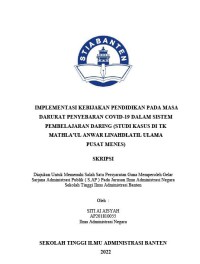 Image of IMPLEMENTASI KEBIJAKAN PENDIDIKAN PADA MASA DARURAT PENYEBARAN COVID-19 DALAM SISTEM PEMBELAJARAN DARING (STUDI KASUS DI TK MATHLA'ULL ANWAR LINAHDLATUL ULAMA PUSAT MENES)