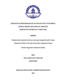 Image of EFEKTIVITAS PROGRAM BANTUAN PANGAN NON TUNAI (BPNT) DI DESA SEKONG KECAMATAN CIMANUK KABUPATEN PANDEGLAG TAHUN 2020