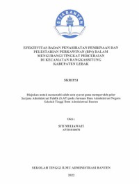 Image of EFEKTIFITAS BADAN PENASIHATAN PEMBINAAN DAN PELESTARIAN PERKAWINAN (BP4) DALAM MENGURANGI TINGKAT PERCERAIAN DIKECAMATAN RANGKAS BITUNG KABUPATEN LEBAK