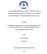 Image of Analisa Program Pelestarian Hutan Bagi Siswa Sekolah (Studi Pada Program Adiwiyata di SMAN Cahaya Madani Banten Boarding School) di Kabupaten Pandeglang