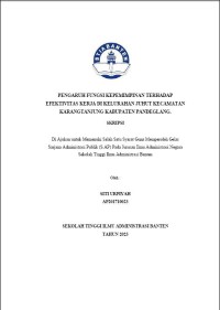 Image of PENGARUH FUNGSI KEPIMPINAN TERHADAP EFEKTIVITAS KERJA DI KELURAHAN JUHUT
