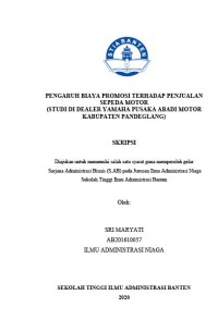 Image of PENGARUH BIAYA PROMOSI TERHADAP PENJUALAN SEPEDA MOTOR  (STUDI DI DEALER YAMAHA PUSAKA ABADI MOTOR KABUPATEN PANDEGLANG)
