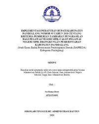 Image of Implementasi Peraturan Bupati Kabupaten Pandeglang Nomor 95 Tahun 2018 Tentang Kriteria Pemberian Tambahan Penghasilan Bagi Pegawai Negeri Sipil/Calon Pegawai Dilingkungan Pemerintahan Kabupaten Pandeglang (Studi Kasus Badan Perencanaan Pembangunan Daerah (BAPPEDA) Kabupaten Pandeglang)Negeri Sipil