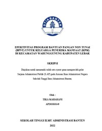 Image of EFEKTIVITAS PROGRAM BANTUAN PANGAN NON TUNAI (BPNT) UNTUK KELUARGA PENERIMA MANFAAT (KPM) DI KECAMATAN WARUNGGUNUNG KABUPATEN LEBAK