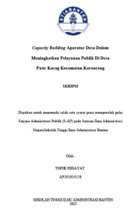 Image of CAPACITY BUILDING APARATUR DESA DALAM MENINGKATKAN PELAYANAN PUBLIK DI DESA PASIR KARAG KECAMATAN KORONCONG