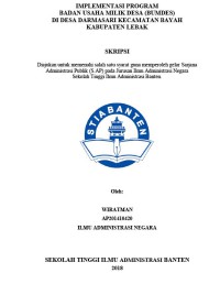 Image of IMPLEMENTASI PROGRAM BADAN USAHA MILIK DESA (BUMDES) DI DESA DARMASARI KECAMATAN BAYAH KABUPATEN LEBAK