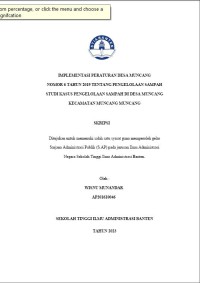 Image of IMPLEMENTASI PERATURAN DESA MUNCANG NOMOR 6 TAHUN 2019 TENTANG PENGELOLAAN SAMPAH STUDI KASUS PENGELOLAAN SAMPAH DI DESA MUNCANG KECAMATAN MUNCANG KABUPATEN LEBAK